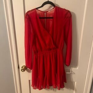 Chic Red Long Sleeve Dress